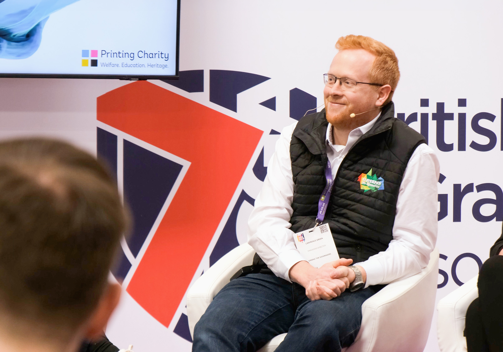 Lawrence Green taking part in a BSGA panel at Sign & Digital UK