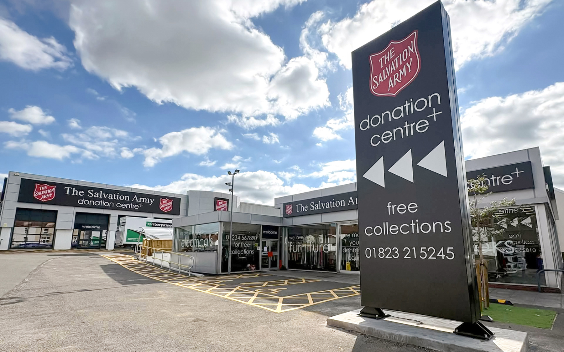 The Salvation Army Taunton exterior and totem sign