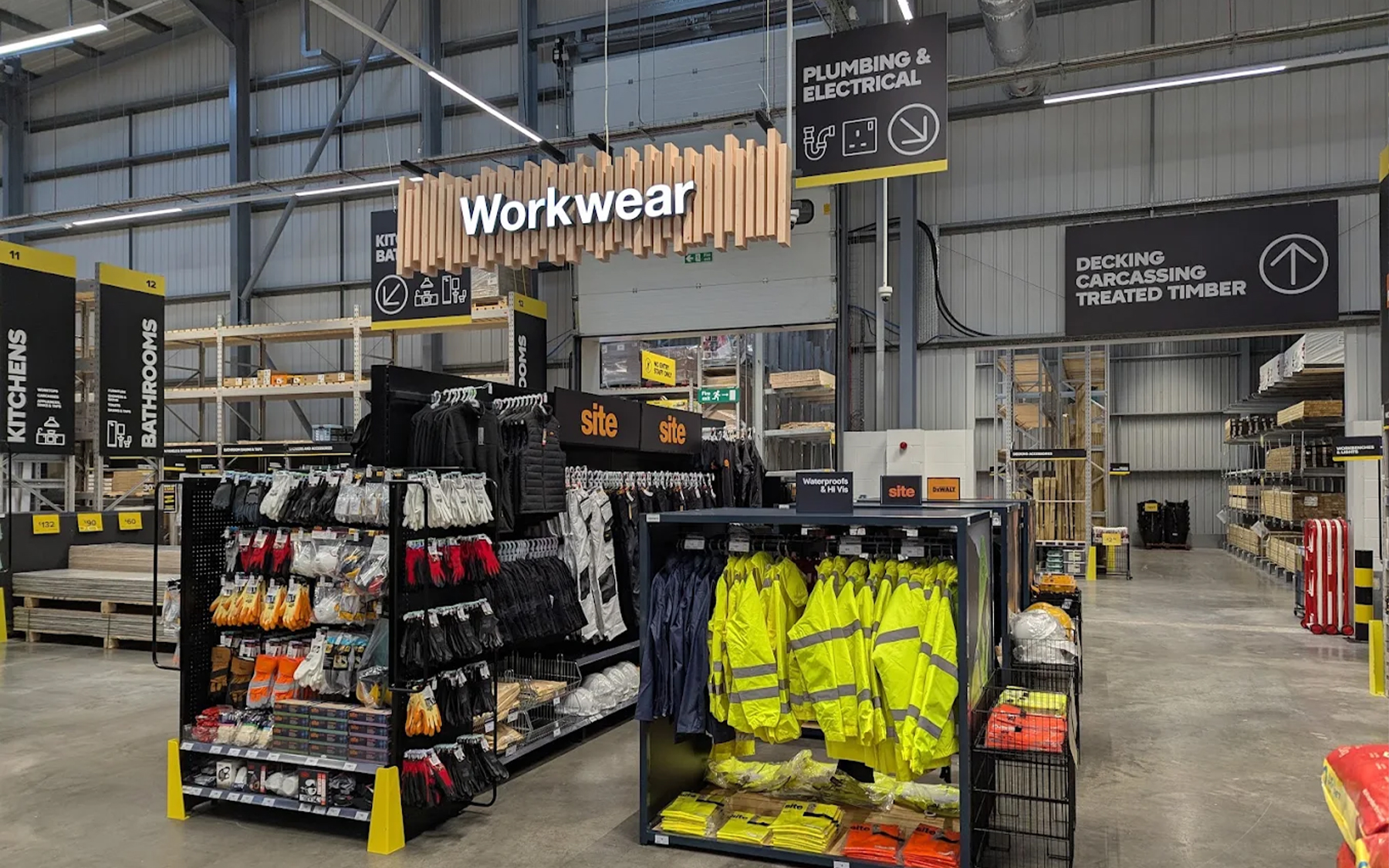 Suspended Workwear sign in Tradepoint Barking