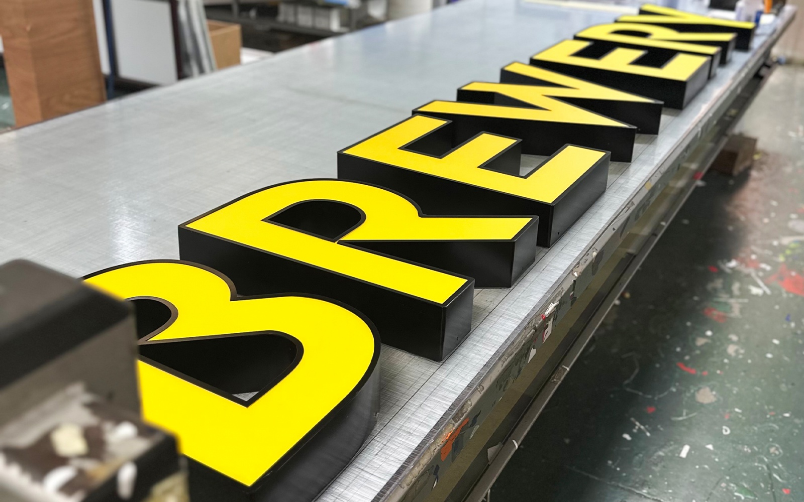 Built-up letters on the shop floor
