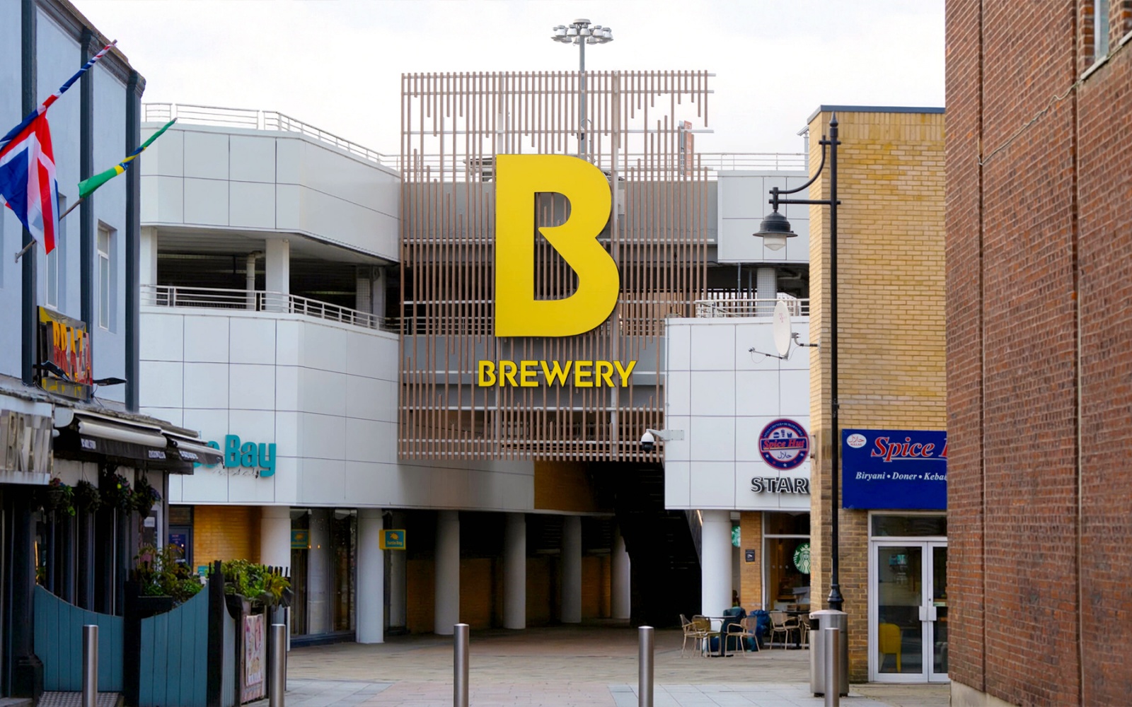 Main entrance signage at Romford Brewery
