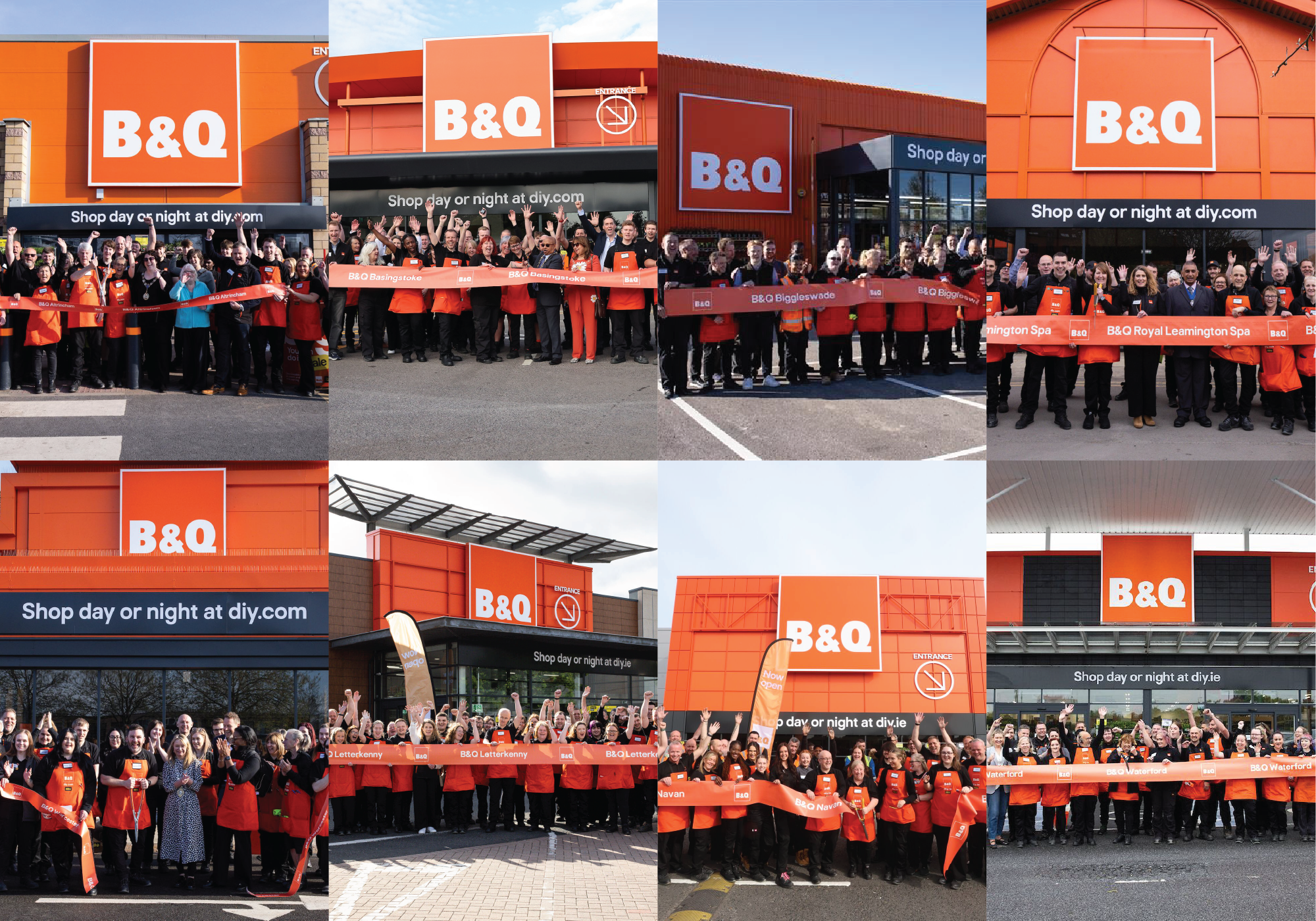 All eight ribbon cuttings for the new store openings.
