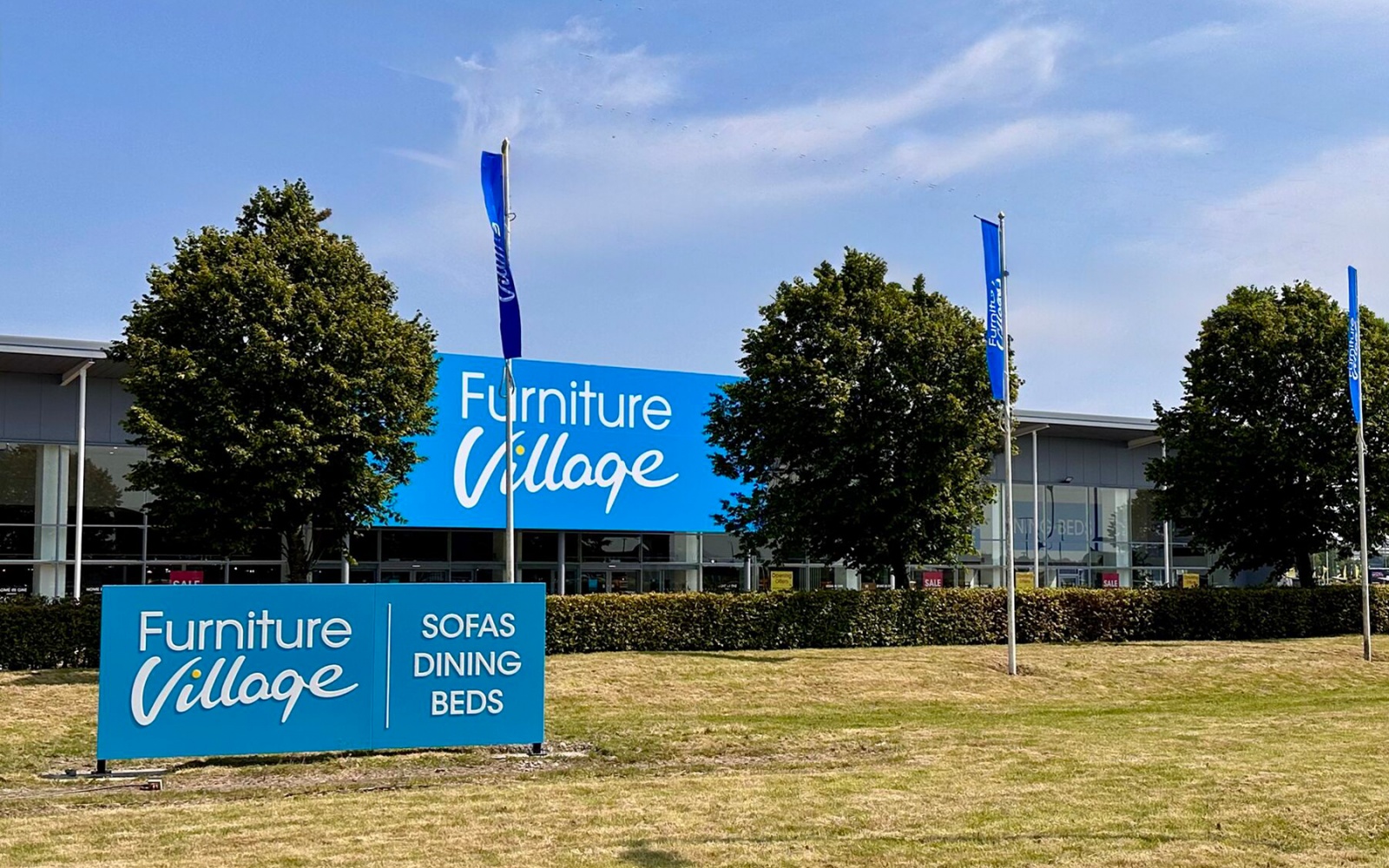 Furniture Village Glasgow from roadside view.